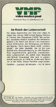 OFDb Im Reich der Leidenschaft (1978) Video VMP (Telerent)